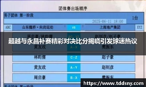 超越与永昌补赛精彩对决比分揭晓引发球迷热议